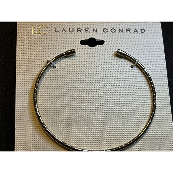 Lauren Conrad New Open Cuff Gold Tone With Rhinestone Dangle Bracelet - Picture 3 of 4